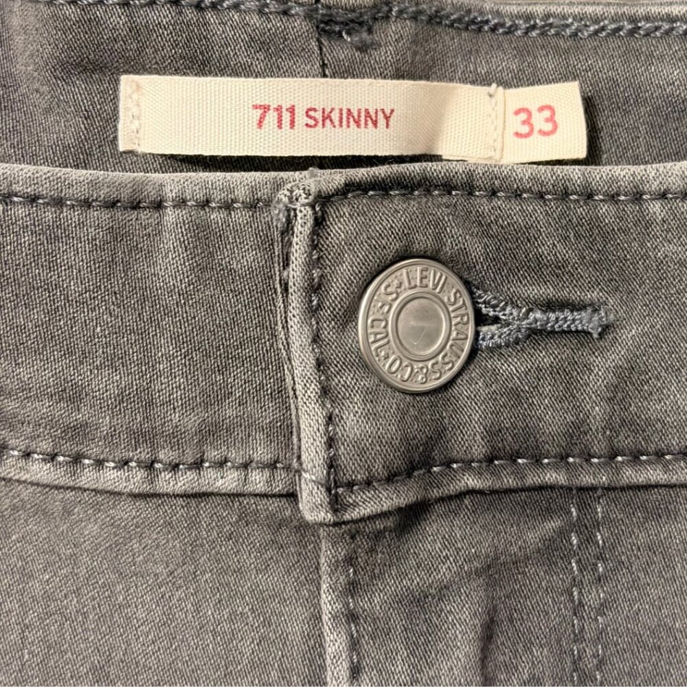 Levi’s 711 Skinny Jeans Women’s Size 33 Mid Rise Stretch Denim - Dark Gray - Picture 4 of 6